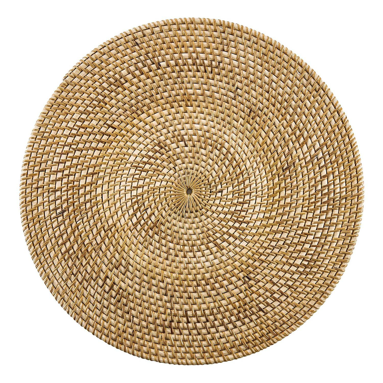 home24 Placemat rond van rattan, bruin, Ø 38 cm
