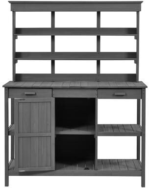 DEVERA 66'' Large Outdoor Farmhouse Wooden Garden Workstation Potting Bench Table for Backyard Mudroom