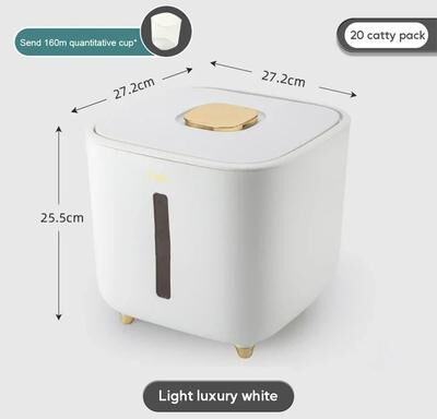 Uplift Picks Airtight Rice Storage Container For Fresh Grain And Pet Food white (10kg)