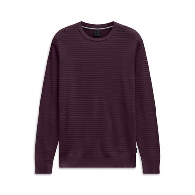 Rundhalspullover BUGATTI "Regular Fit", Herren, Gr. M, lila (790, brombeere), 100% Baumwolle, Strukturmuster, regular fit, Rundhals, Pullover Rundhalspullover, Regular Fit Baumwolle Rundhals Struktur