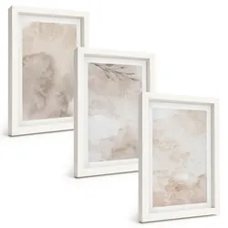 BILDER SET 3er Set - 20x30 cm Weißer Rahmen - Verschüttete Boho-Aquarellfarben