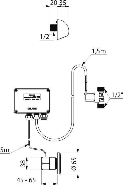 Delabie DU-Kombi TEMPOMATIC G1/2B UP 230/12V doucheset met ronde DU-kop