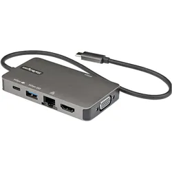 StarTech USB-C Multiport Adapter - USB-C auf HDMI oder 1080p VGA - USB Typ-C Mini Dock mit Power Delivery (USB-C, 6 Ports), Dockingstation + USB Hub, Grau, Schwarz