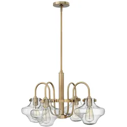 Kronleuchter Hängelampe Deckenleuchte Gebürstetes Karamell Glas Stahl D 66,7 cm