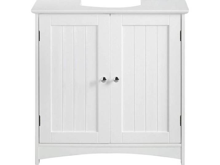 STUDIO@ Meuble sous lavabo blanc- avec 2 Portes à lamelles Blanc HAUTE QUALITÉ - MEUBLE VASQUE INTEGREE