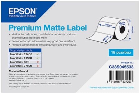 Epson S045533 etiqueta mate premium branca 102x152mm