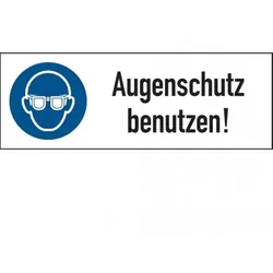 Dreifke® Aufkleber | Kombi-Gebotsschild, Augenschutz benutzen, 74 x 210 - 210x74 mm Folie selbstklebend