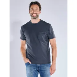 engbers Herren T-Shirt strukturiert Blau regular gestreift Rundhals - XL