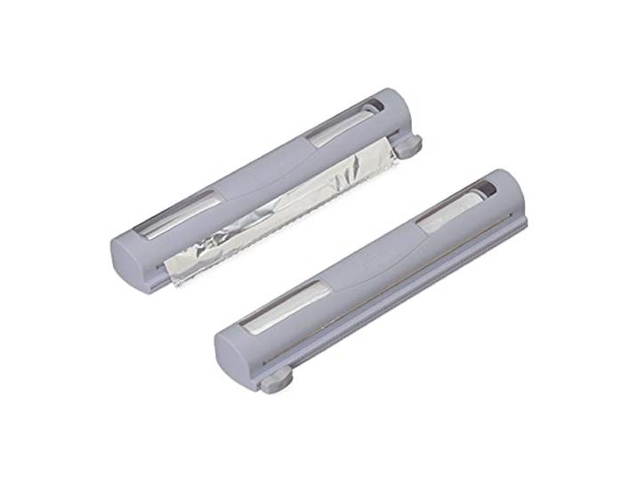 Relaxdays Distributeur Film Alimentaire\, Lot de 2\, pour Papier Aluminium et cellophane\, fenêtre de visualisation\, Gris