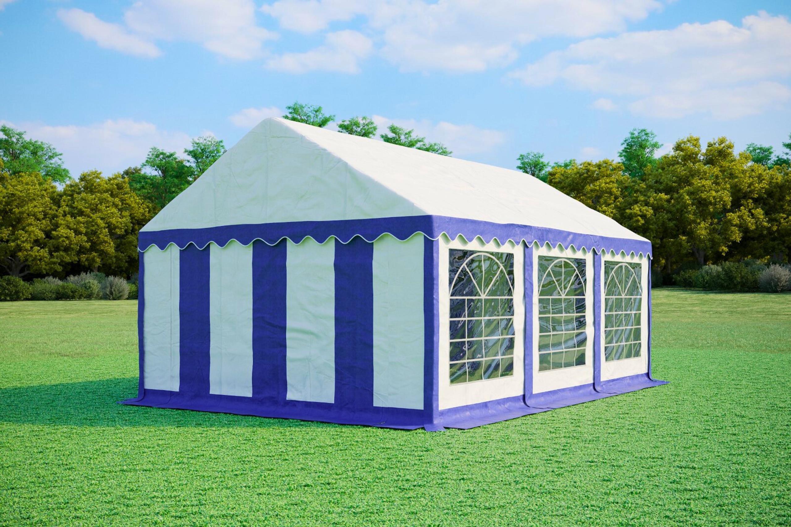 Partyzelt 4x6m PVC Standard Feuerfest - Blau und Weiß