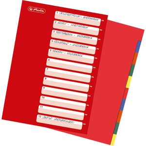 Herlitz 10715415 Register Kunststoff, A4, blanko, 10-teilig, vollfarbig