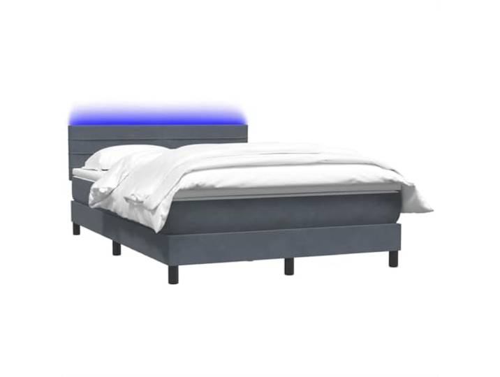 KTHLBRH Boxspringbett mit LED, Dunkelgrau, 160 x 210 cm Weicher Samt, verstellbares Kopfteil, waschbarer Matratzenschoner, komplette Struktur