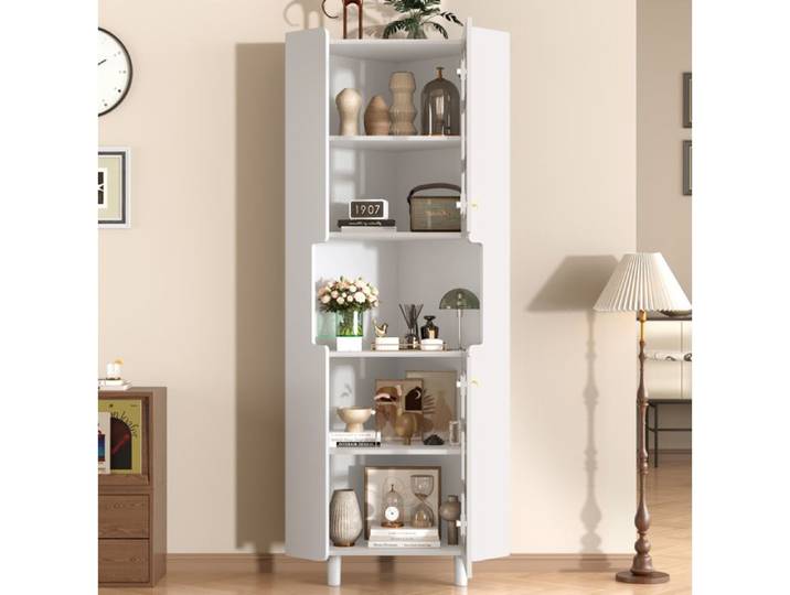 Maisentiel Vitrine d'angle blanche laquée en MDF avec LED 63 5 x 157 5 cm