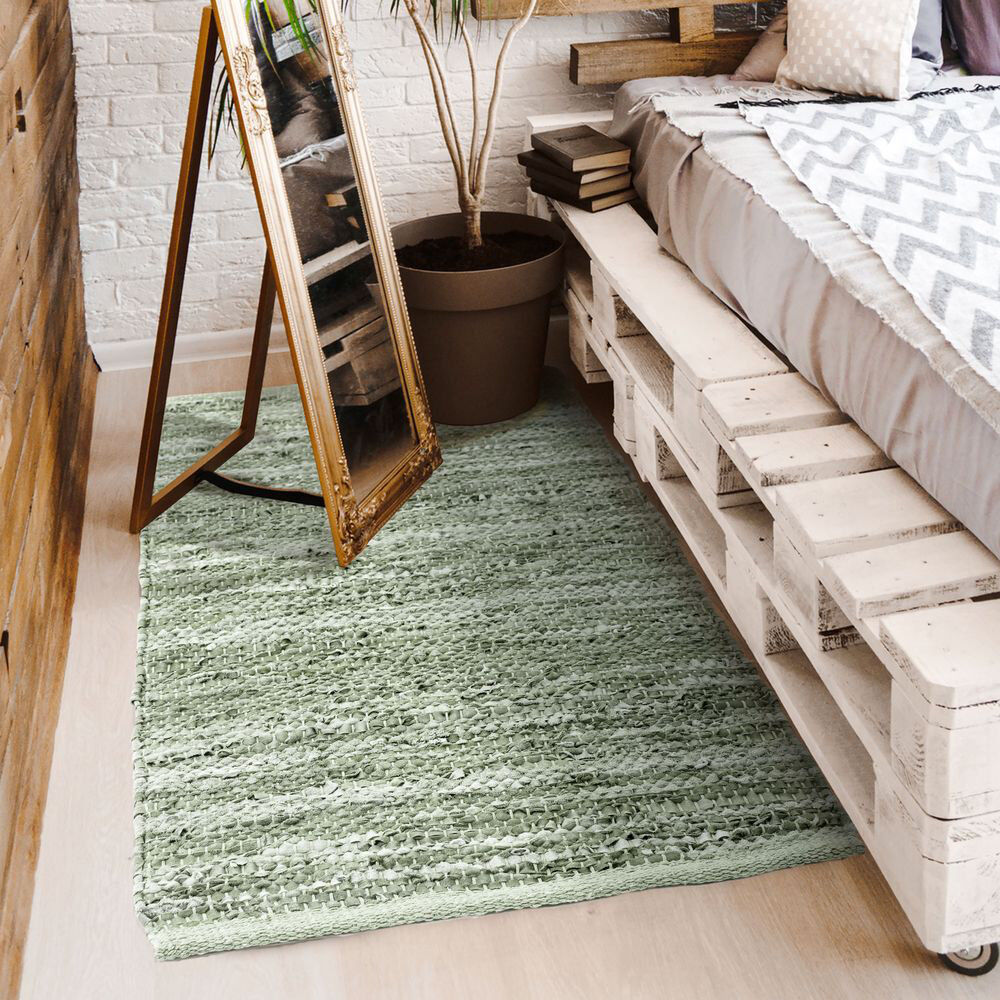 Brambly Cottage Krupp Solid Colour Area Rug Green Rectangle 190 x 290cm