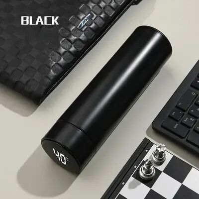 Friendly Fresh Finds Stainless Steel Thermos Bottle With LED Digital Temperature Display Intelligent Temperature Measurement Vacuum Flask black