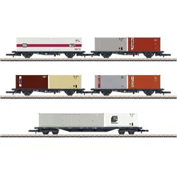Märklin 82664 Z 5er-Set Wagen Container-Transport, MHI (Spur Z)