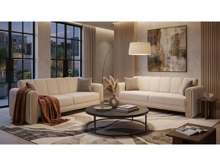 Xlmoebel Polstergarnitur Luxuriöses beiges Sofaset Sofas Stoffsofas Wohnzimmergarnitur, (2-tlg., 2-tlg)