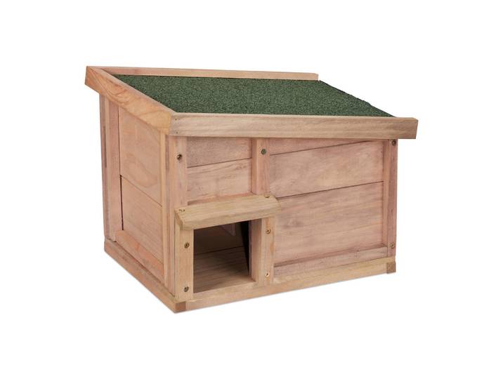 Relaxdays Igelhaus Hellbraun Grün Tannenholz mit Boden, Holz, Kunststoff, 40x30x34 cm, Dekoration, Gartendeko