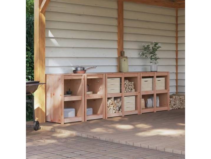 Externer Küchenschrank Mepel, 4 Stück, Douglas und Douglas-Massivholz, 4 Ablagen, 102,5 x 47 cm, Tragkraft 60 kg, modular, wasserdicht