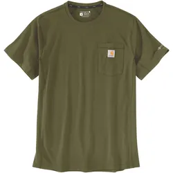 Carhartt, Herren, Funktionsshirt, Force Mid SS Pocket Dunkelbronze (S), Grün, Bronze