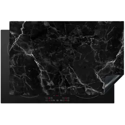 HERDABDECKPLATTE Marmor - Schwarz - Weiß - Textur - Marmoroptik Glaskeramikkochfeldabdeckung 80x52 cm