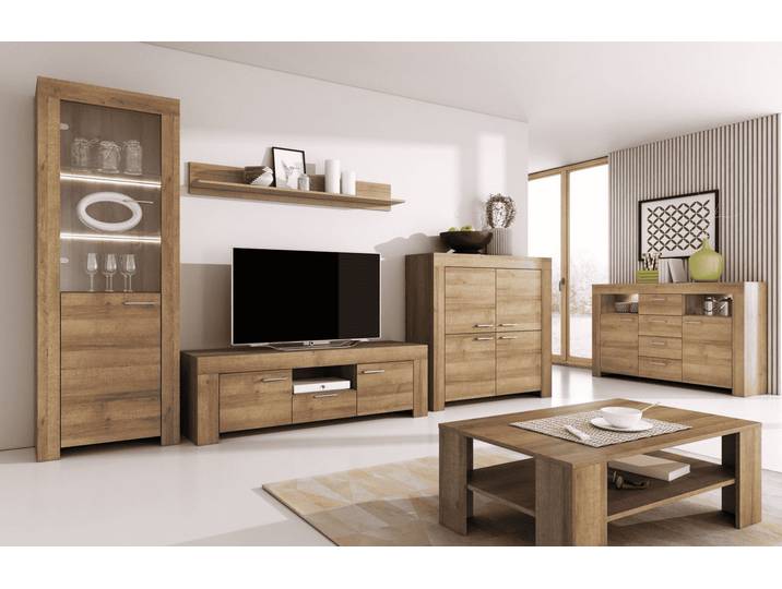 Wohnzimmer-Set – SKY – 6-teilig Sonoma Eiche im modernen Stil