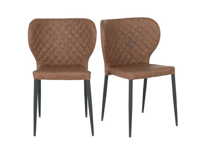 Chaise en cuir synthétique marron (x2)