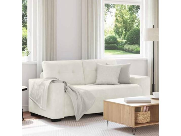 ZXQVLMRS Zweisitzer-Sofa Samt Wohnzimmer Couch 180x77x82 cm Creme Gepolsterte Sitzfläche, Robuste Holz-Metall-Konstruktion, Vielseitig einsetzbar
