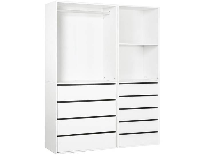 Kit dressing modulable avec penderie, 9 tiroirs et 2 étagères Opéra - 2 éléments - Blanc