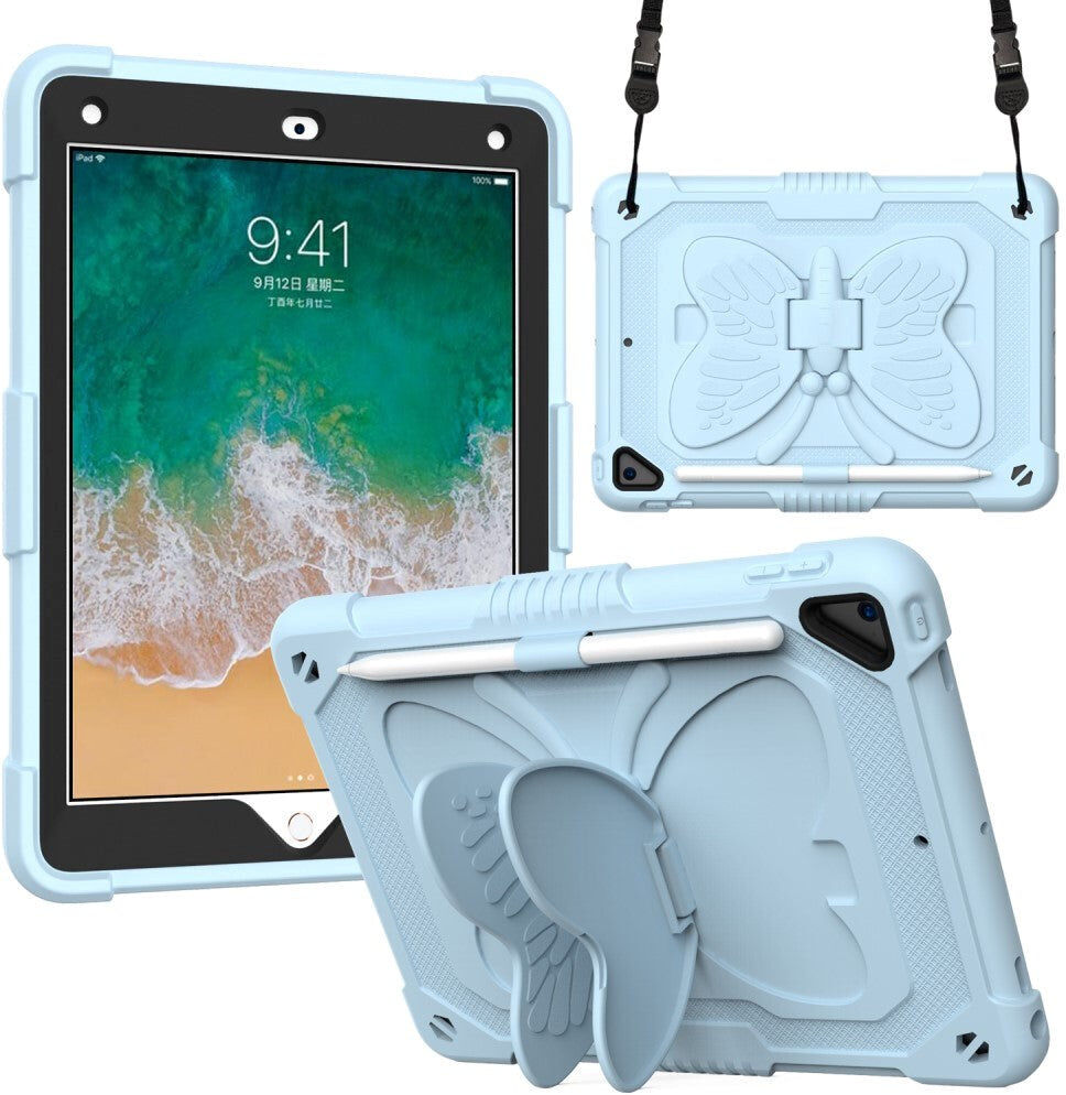 TABLETCOVERS.DK iPad (2018) / iPad (2017) / iPad Air 2 Børne Cover - Butterfly Kickstand Cover - Blå