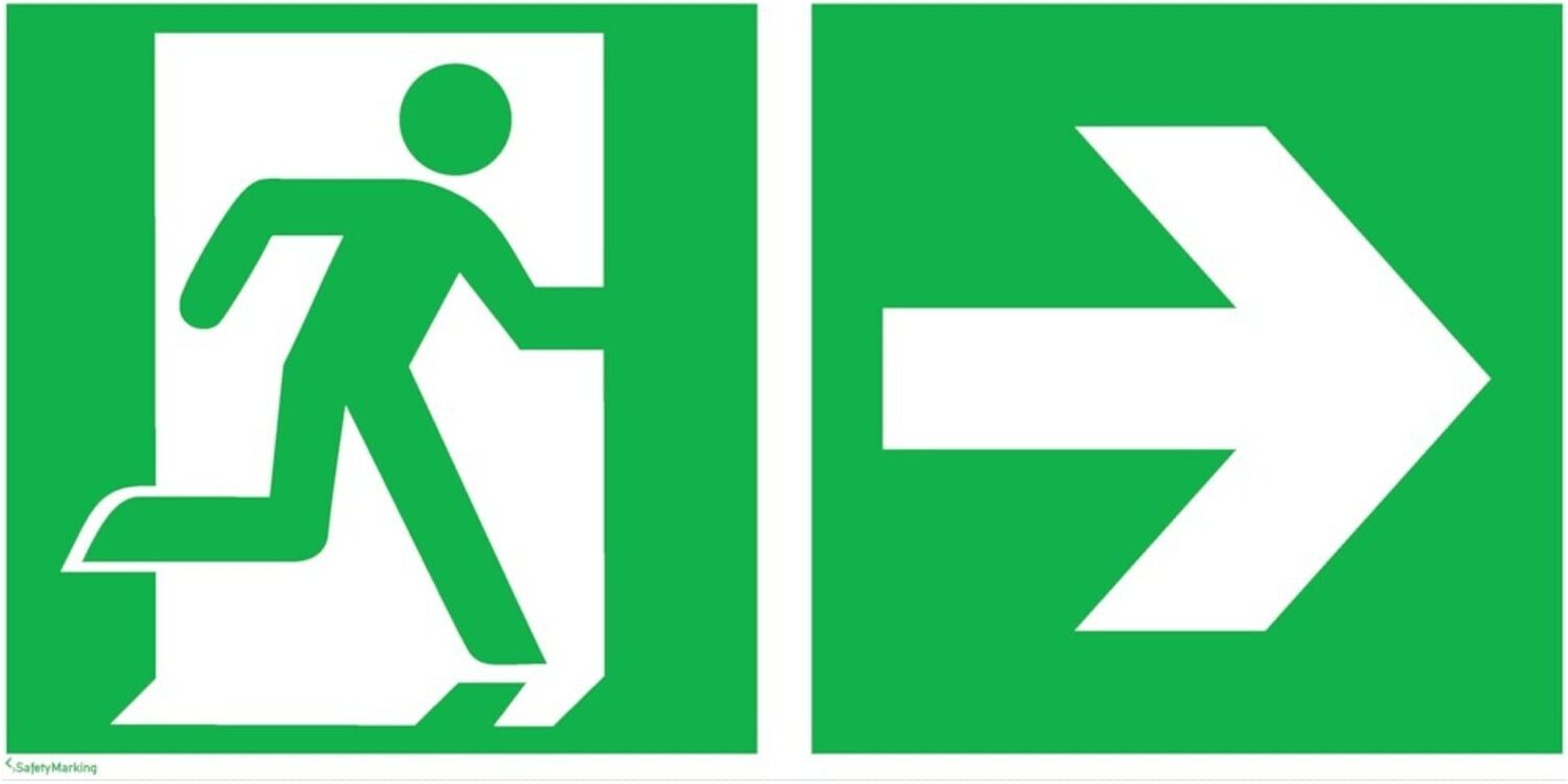 SafetyMarking Fluchtwegschild Folie B400xH200 mm Notausgang rechts mit Pfeil rechts ; wolk (38.0087)