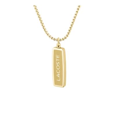 Kette mit Anhänger LACOSTE "DISTRICT", gold (gelbgoldfarben), Halsketten, Damen, Edelstahl, L: 56 B: 2mm, B:2mm