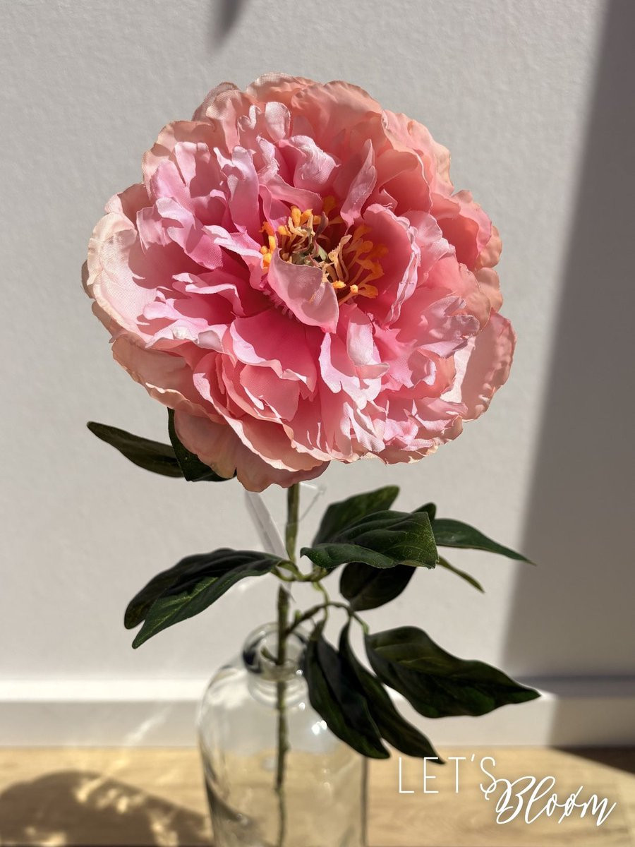 Let's Bloøm Zijden Pioenroos Kunstbloem Lichtroze/Oudroze