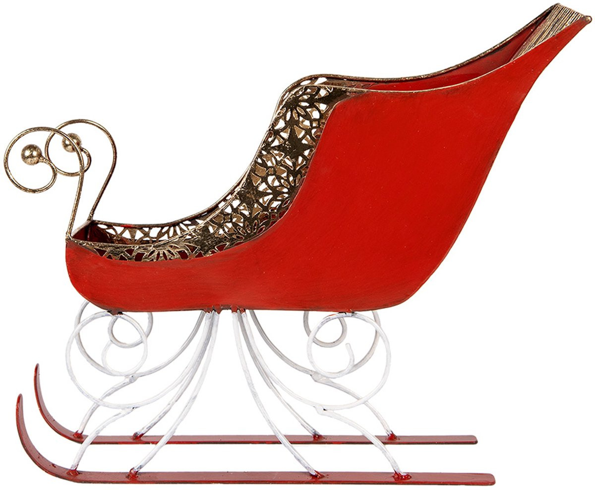 Clayre & Eef Decoratie Beeld Slee Rood Metaal B/D/H: 37 x 16 x 31 cm