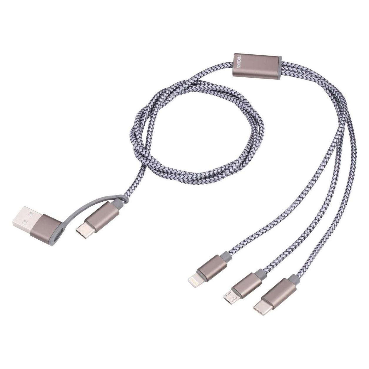 Troika DREIZACK Ladekabel 3 in 1, grau (1 m, 5 W) (CBL30/GY)