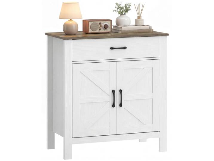 HOMCOM Sideboard mit Schublade Verstellbarem Regal, 77x39,3x81,5 cm, Weiß