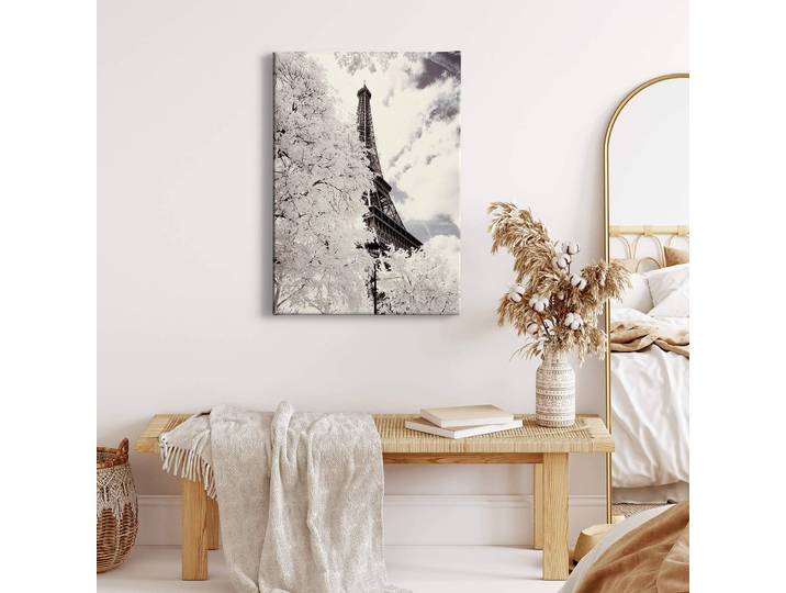 Leinwandbild Paris White Paris Polyester PVC / Fichtenholz Weiß 50 x 70cm