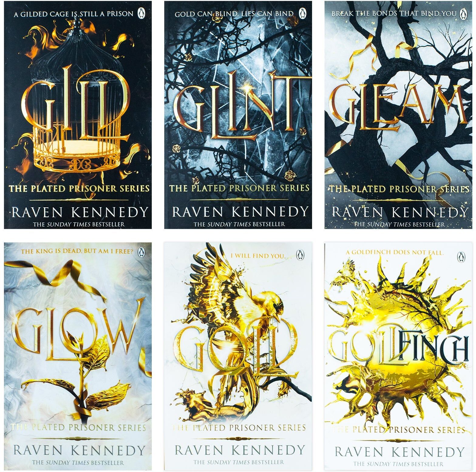 Penguin The Plated Prisoner Series By Raven Kennedy 6 Books Collection Set (Gild, Glint, Gleam, Glow, Gold and Goldfinch)