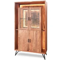 WOLFMÖBEL Vitrine Hudson 2175 Holz Braun Akazie