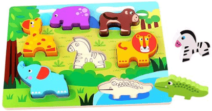 Tooky Toys Wooden Animal Chunky Puzzle for Children 12 Months+