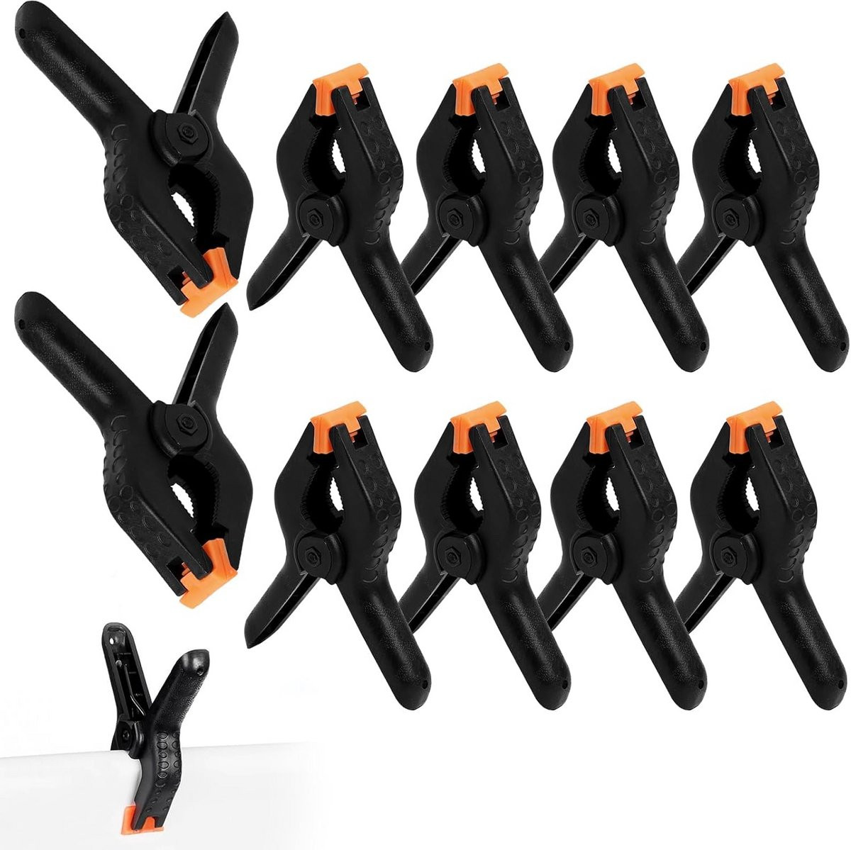 Set van 10 multifunctionele zwarte veerklemmen van 10 cm voor klussen en hobby