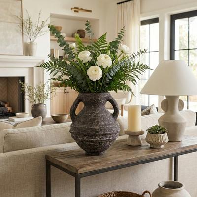 Sagebrook Home Decorative Vase - Paper Mache Rustic Handles