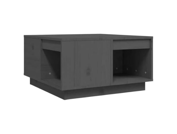 LASWWQMRF Couchtisch Grau 60x61x32,5 cm Massivholz Kiefer Sofatisch Kompakter Wohnzimmertisch aus echtem Nadelholz mit praktischer Ablagefläche für Snacks und Getränke im Lounge-Bereich.
