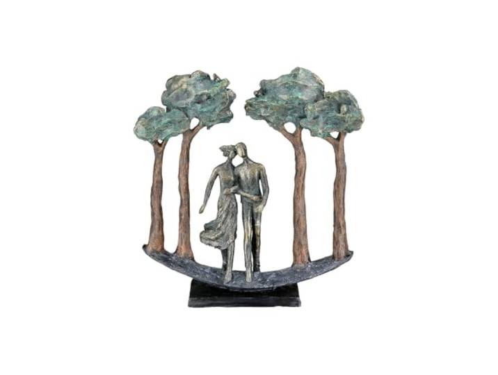 Casablanca Skulptur Under Trees, Deko Figur Bronze, Kunstharz Statue Wohnzimmer, Büro Dekoration H. 30 cm x B. 29 cm - Moderne Skulpturen Couple, Liebe, Hochzeit, Valentinstag