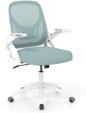 Costway Ergonomic Computer Desk Chair with Lumbar Support and Flip-up Arms-Navy