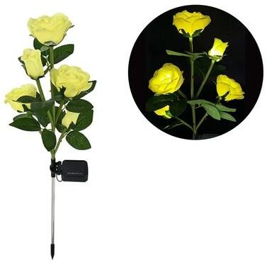 Uplift Picks Solar Rose Flower Garden Lights For Romantic Lawn Pathway Decor Ambiance yellow