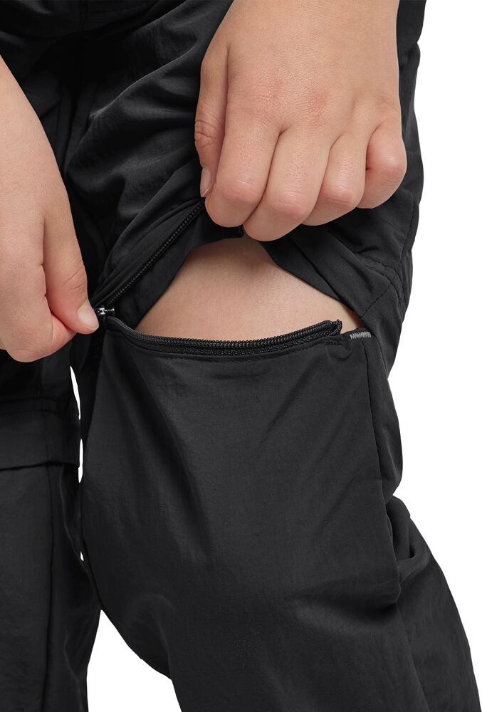 Zip-off-Hose JACK WOLFSKIN "SAFARI ZIP OFF PANTS K", Damen, Gr. 104, Normalgrössen, schwarz, Obermaterial: 100% POLYAMID. Futter: 100% POLYESTER, Hosen Zip-off-Hose schwarz 104, Normalgrössen