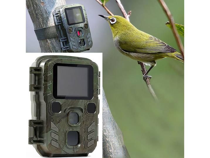 Mini-Wildkamera mit Full-HD-Videoauflösung, Jagdkamera mit PIR-Sensor, 8,7 x 4,4 x 10,7 cm