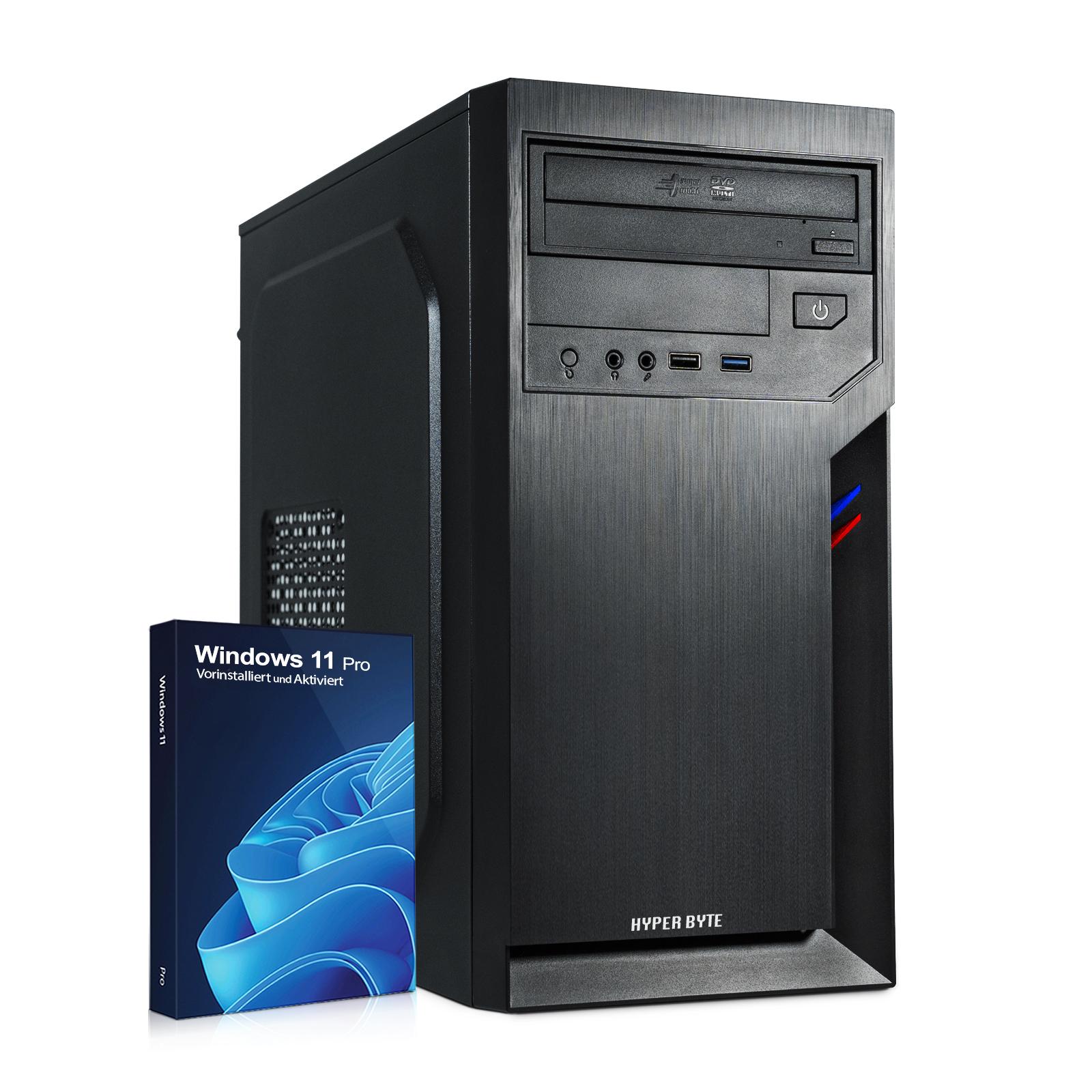 HYPER BYTE Office PC - Computer mit AMD Athlon Pro mit 3,4 GHz | 16 GB RAM DDR4 | 512 GB SSD | Win 11 Pro | WLAN | USB 3.0 | High-End Office Tower-PC