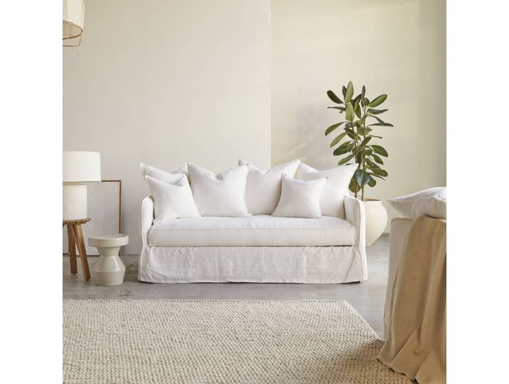 Sofa aus weißem Leinen, 3-Sitzer Ariane - Weiß - Fabric